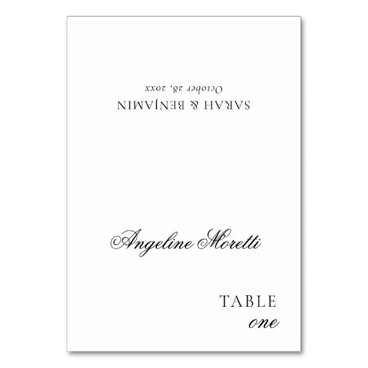 Numéro De Table Simple Élégant Script Black & White Place Card (Par défaut)