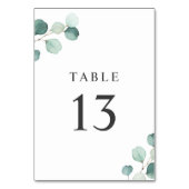 Numéro De Table Simple Élégant Verdure Eucalyptus Rustique Mariage (Dos)