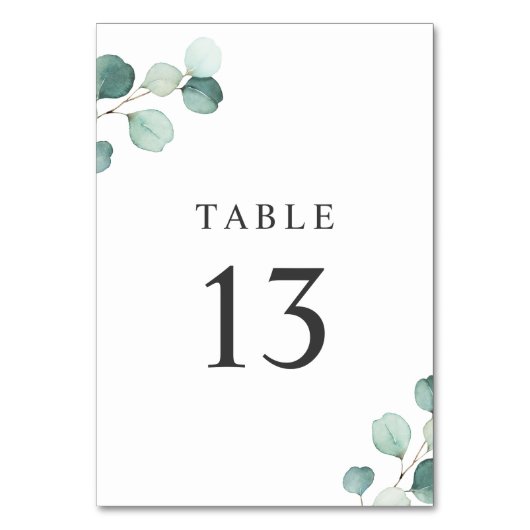 Numéro De Table Simple Élégant Verdure Eucalyptus Rustique Mariage (Par défaut)