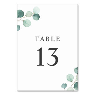 Numéro De Table Simple Elégant Verdure Rustique Eucalyptus Mariage