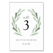 Numéro De Table Simple Elegant Wreath Green Table Mariage (Dos)