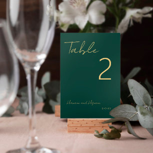 Numéro De Table Simple Emerald Green Gold Moderne minimaliste