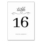 Numéro De Table Simple et Élégant Coeur de Mariage en Script (Par défaut)