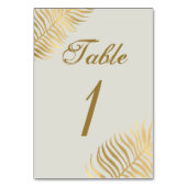 Numéro De Table Simple Feuilles Tropicales Dorées Mariage (Dos)