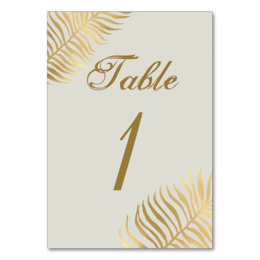 Numéro De Table Simple Feuilles Tropicales Dorées Mariage (Par défaut)