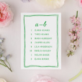 Numéro De Table Simple Green Doodle Wedding Seating Chart Card