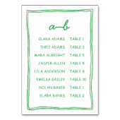 Numéro De Table Simple Green Doodle Wedding Seating Chart Card (Par défaut)