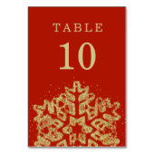 Numéro De Table Simple hiver Noël Mariage or rouge (Dos)