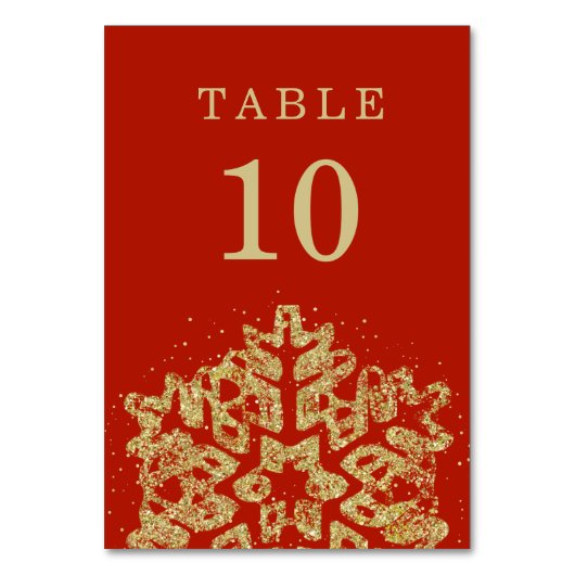 Numéro De Table Simple hiver Noël Mariage or rouge (Dos)