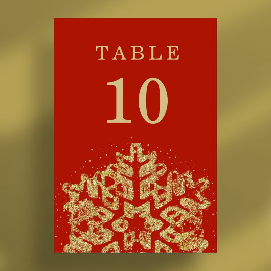 Numéro De Table Simple hiver Noël Mariage or rouge