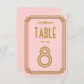 Numéro de table simple Mariage Art déco rose (Devant / Derrière)