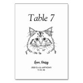 Numéro De Table Simple mariage de chat noir et blanc (Dos)