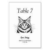 Numéro De Table Simple mariage de chat noir et blanc (Dos)