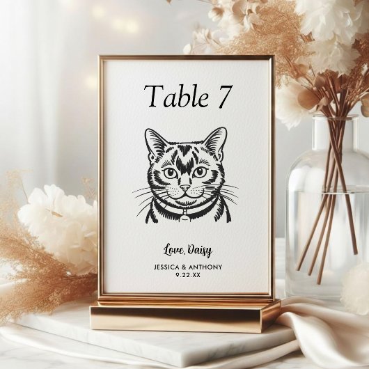 Numéro De Table Simple mariage de chat noir et blanc