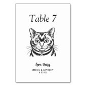 Numéro De Table Simple mariage de chat noir et blanc (Dos)
