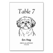 Numéro De Table Simple mariage de chien en noir et blanc (Dos)