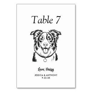 Numéro De Table Simple mariage de chien en noir et blanc