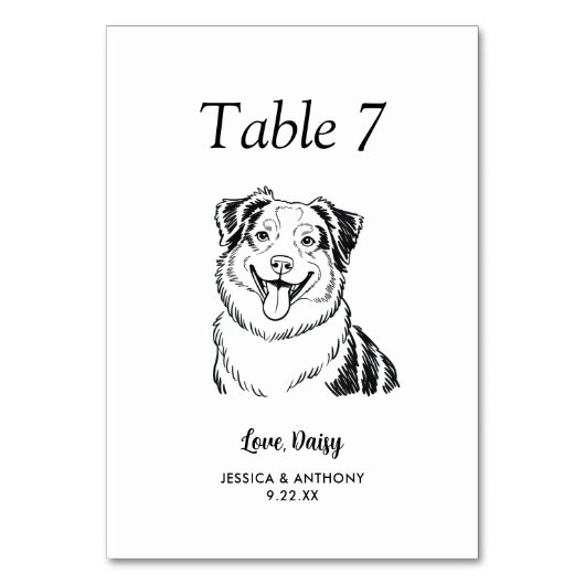Numéro De Table Simple mariage de chien en noir et blanc (Par défaut)