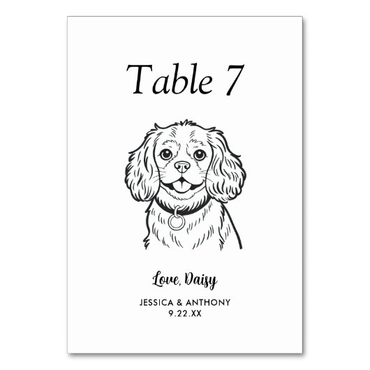 Numéro De Table Simple mariage de chien en noir et blanc (Par défaut)