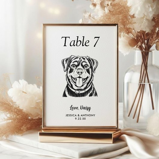 Numéro De Table Simple mariage de chien en noir et blanc