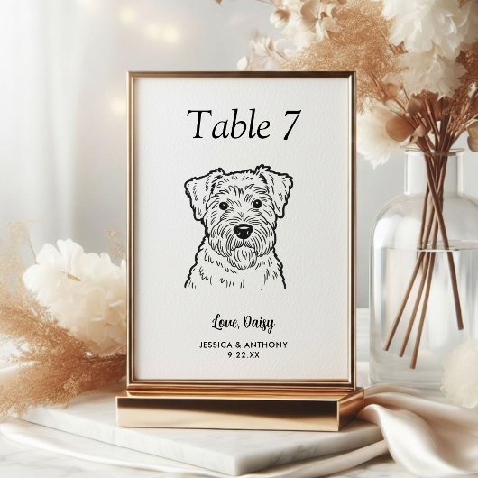 Numéro De Table Simple mariage de chien en noir et blanc