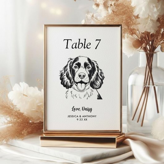Numéro De Table Simple mariage de chien en noir et blanc
