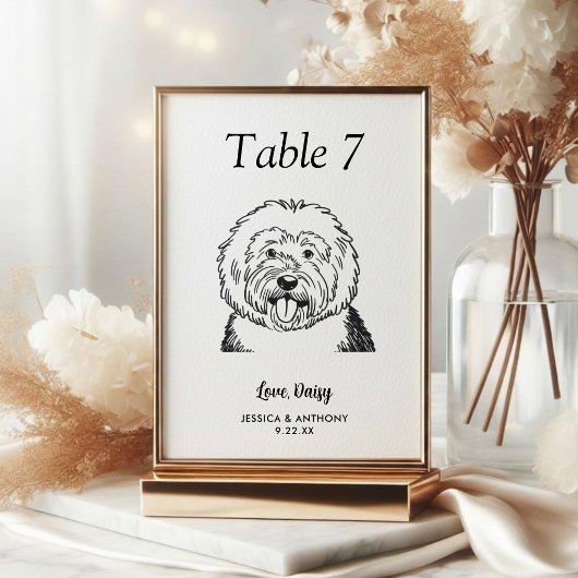 Numéro De Table Simple mariage de chien en noir et blanc 