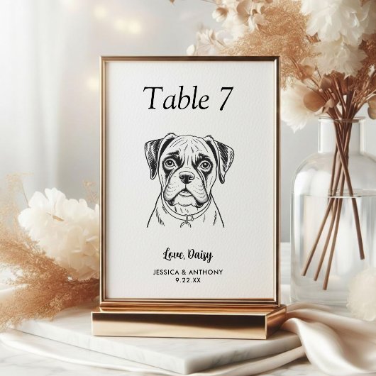 Numéro De Table Simple mariage de chien en noir et blanc