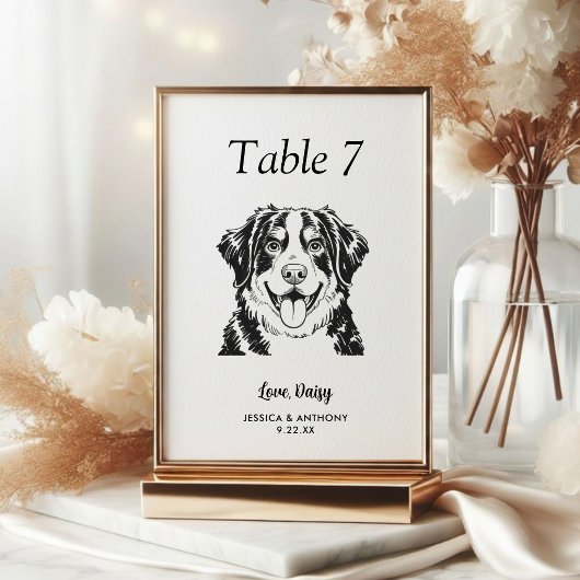 Numéro De Table Simple mariage de chien en noir et blanc