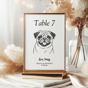 Numéro De Table Simple mariage de chien en noir et blanc