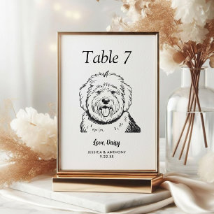 Numéro De Table Simple mariage de chien en noir et blanc