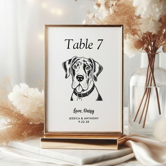 Numéro De Table Simple mariage de chien en noir et blanc