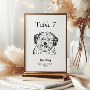 Numéro De Table Simple mariage de chien en noir et blanc