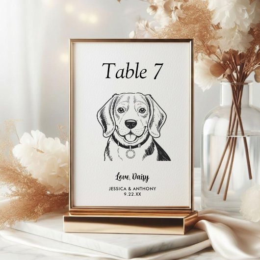 Numéro De Table Simple mariage de chien en noir et blanc