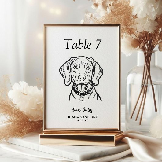 Numéro De Table Simple mariage de chien en noir et blanc