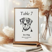 Numéro De Table Simple mariage de chien en noir et blanc