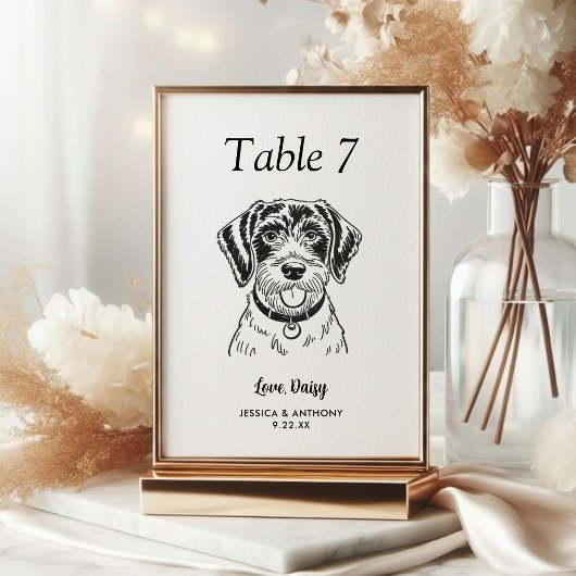 Numéro De Table Simple mariage de chien en noir et blanc 