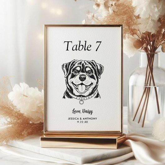 Numéro De Table Simple mariage de chien en noir et blanc