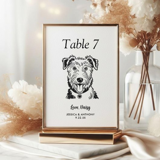 Numéro De Table Simple mariage de chien en noir et blanc