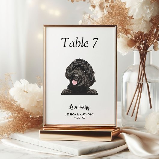 Numéro De Table Simple mariage de chien en noir et blanc
