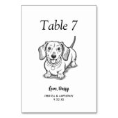 Numéro De Table Simple mariage de chien en noir et blanc  (Dos)