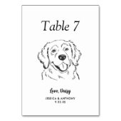 Numéro De Table Simple mariage de chien en noir et blanc (Dos)