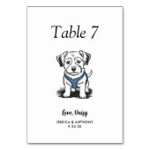 Numéro De Table Simple mariage de chien en noir et blanc (Dos)
