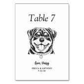 Numéro De Table Simple mariage de chien en noir et blanc (Dos)