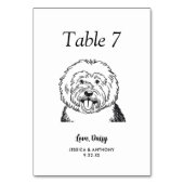 Numéro De Table Simple mariage de chien en noir et blanc  (Dos)
