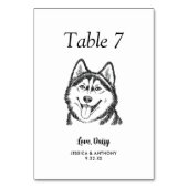 Numéro De Table Simple mariage de chien en noir et blanc (Dos)