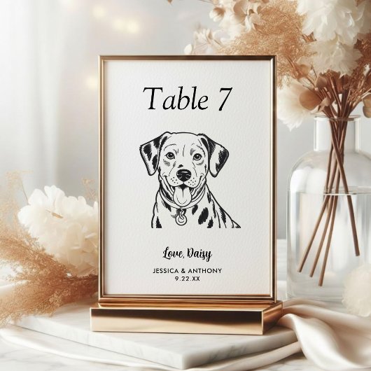 Numéro De Table Simple mariage de chien noir et blanc