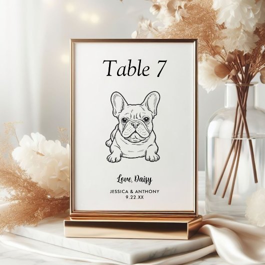 Numéro De Table Simple Mariage de Chien Noir et Blanc