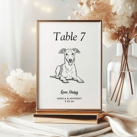 Numéro De Table Simple Mariage de Chien Noir et Blanc