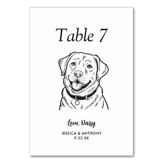 Numéro De Table Simple Mariage de Chien Noir et Blanc (Par défaut)